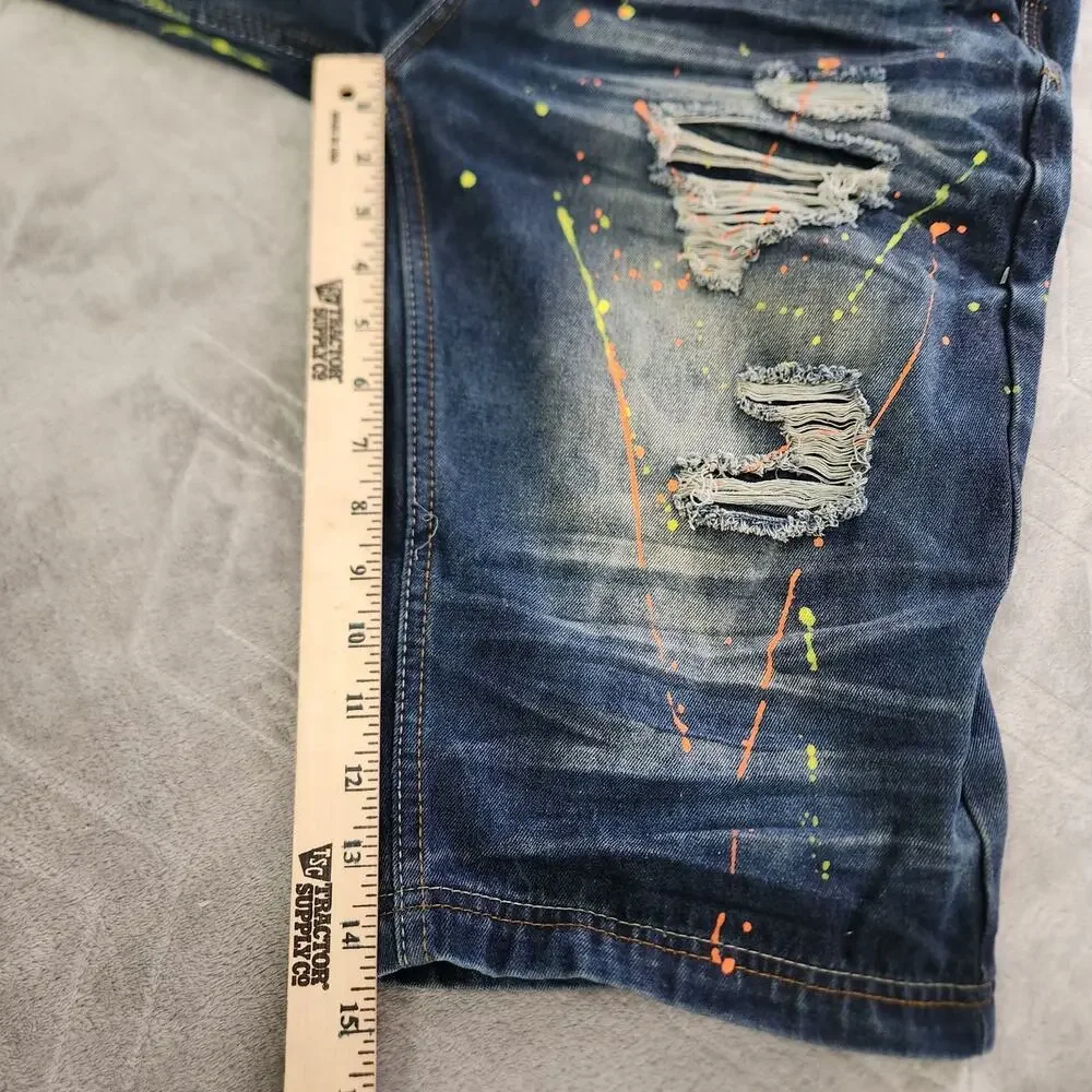 Switch Remarkable Paint Splatter Distressed Denim shorts 36